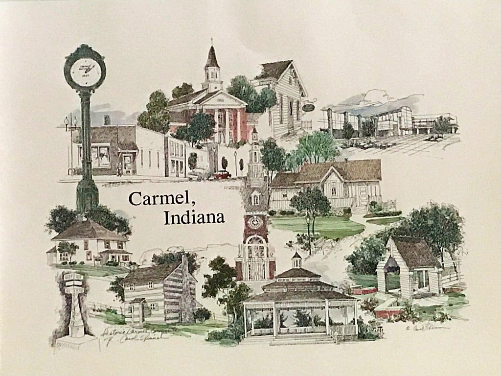 Historic Carmel, Indiana Print (hand colored)  11